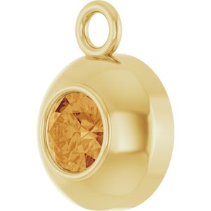 14K Yellow Gold Round 3 mm Natural Citrine Bezel-Set Dangle