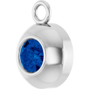 Platinum Round 3 mm Lab-Grown Blue Sapphire Bezel-Set Dangle