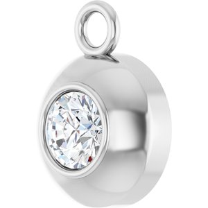 Platinum Round 3 mm Natural White Sapphire Bezel-Set Dangle