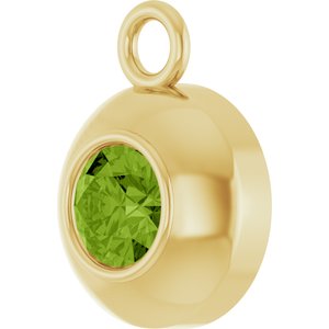 14K Yellow Gold Round 3 mm Natural Peridot Bezel-Set Dangle