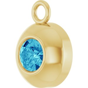 14K Yellow Gold Round 3 mm Natural Blue Zircon Bezel-Set Dangle