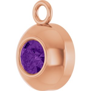 14K Rose Gold Round 3 mm Natural Amethyst Bezel-Set Dangle