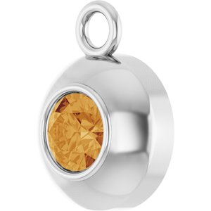 14K White Gold Round 3 mm Natural Citrine Bezel-Set Dangle