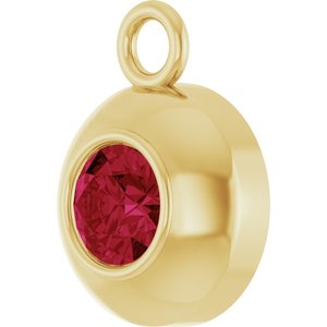 14K Yellow Gold Round 3 mm Natural Ruby Bezel-Set Dangle