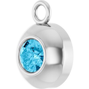 Platinum Round 3 mm Natural Aquamarine Bezel-Set Dangle
