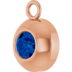 14K Rose Gold Round 3 mm Lab-Grown Blue Sapphire Bezel-Set Dangle