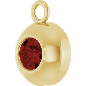 14K Yellow Gold Round 3 mm Natural Mozambique Garnet Bezel-Set Dangle
