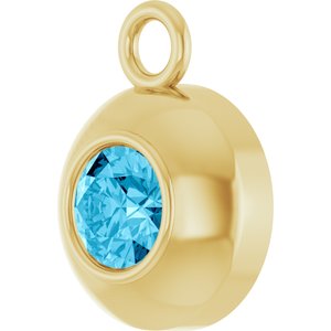14K Yellow Gold Round 3 mm Natural Aquamarine Bezel-Set Dangle
