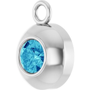14K White Gold Round 3 mm Natural Blue Zircon Bezel-Set Dangle