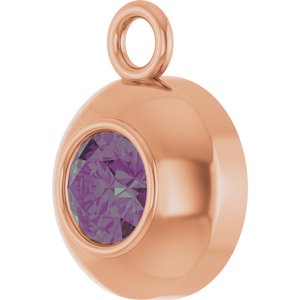 14K Rose Gold Round 3 mm Natural Alexandrite Bezel-Set Dangle