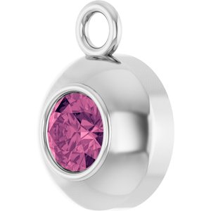 Platinum Round 3 mm Natural Pink Tourmaline Bezel-Set Dangle
