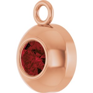 14K Rose Gold Round 3 mm Natural Mozambique Garnet Bezel-Set Dangle