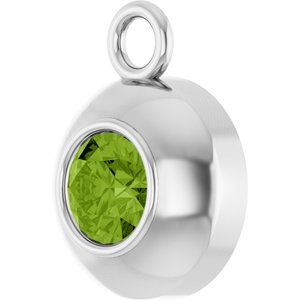 Platinum Round 3 mm Natural Peridot Bezel-Set Dangle