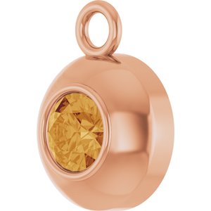 14K Rose Gold Round 3 mm Natural Citrine Bezel-Set Dangle