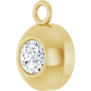 14K Yellow Gold 3 mm Round 1/10 CT Natural Diamond Bezel-Set Dangle