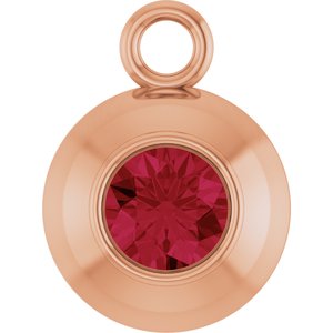 14K Rose Gold Round 3 mm Natural Ruby Bezel-Set Dangle