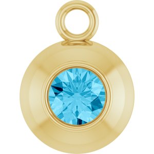 14K Yellow Gold Round 3 mm Natural Aquamarine Bezel-Set Dangle