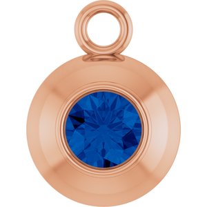 14K Rose Gold Round 3 mm Lab-Grown Blue Sapphire Bezel-Set Dangle