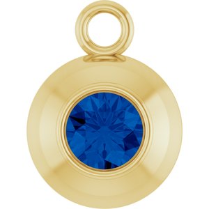 14K Yellow Gold Round 3 mm Lab-Grown Blue Sapphire Bezel-Set Dangle
