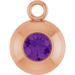 14K Rose Gold Round 3 mm Natural Amethyst Bezel-Set Dangle
