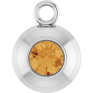 Platinum Round 3 mm Natural Citrine Bezel-Set Dangle