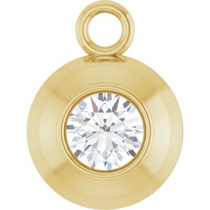 14K Yellow Gold 3 mm Round 1/10 CT Natural Diamond Bezel-Set Dangle