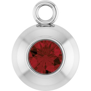 Platinum Round 3 mm Natural Mozambique Garnet Bezel-Set Dangle