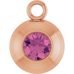 14K Rose Gold Round 3 mm Natural Pink Tourmaline Bezel-Set Dangle