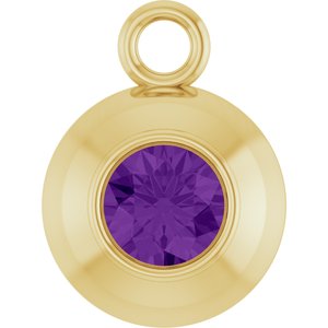 14K Yellow Gold Round 3 mm Natural Amethyst Bezel-Set Dangle