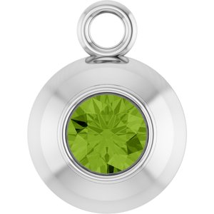 14K White Gold Round 3 mm Natural Peridot Bezel-Set Dangle