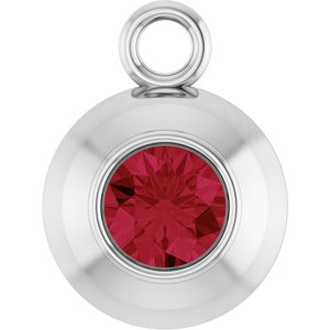Platinum Round 3 mm Lab-Grown Ruby Bezel-Set Dangle