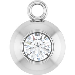 14K White Gold Round 3 mm Natural White Sapphire Bezel-Set Dangle