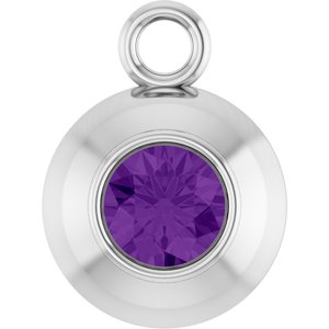 Platinum Round 3 mm Natural Amethyst Bezel-Set Dangle