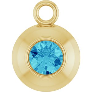 14K Yellow Gold Round 3 mm Natural Blue Zircon Bezel-Set Dangle