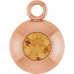 14K Rose Gold Round 3 mm Natural Citrine Bezel-Set Dangle