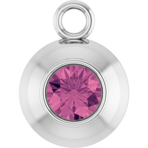 14K White Gold Round 3 mm Natural Pink Tourmaline Bezel-Set Dangle