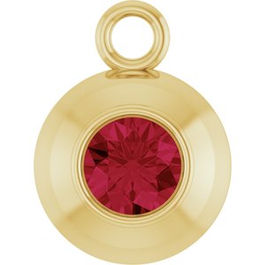 14K Yellow Gold Round 3 mm Natural Ruby Bezel-Set Dangle