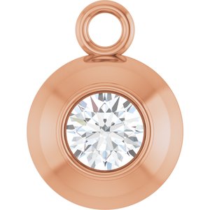 14K Rose Gold Round 3 mm Natural White Sapphire Bezel-Set Dangle
