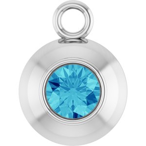 14K White Gold Round 3 mm Natural Blue Zircon Bezel-Set Dangle