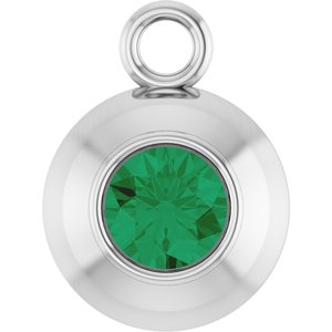 Platinum Round 3 mm Lab-Grown Emerald Bezel-Set Dangle