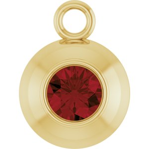 14K Yellow Gold Round 3 mm Natural Mozambique Garnet Bezel-Set Dangle
