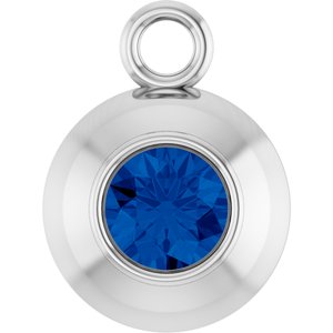 14K White Gold Round 3 mm Lab-Grown Blue Sapphire Bezel-Set Dangle