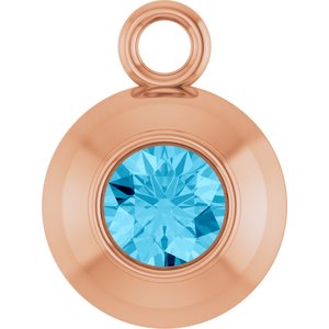 14K Rose Gold Round 3 mm Natural Aquamarine Bezel-Set Dangle