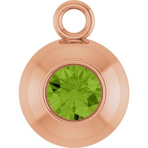 14K Rose Gold Round 3 mm Natural Peridot Bezel-Set Dangle