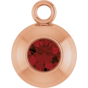 14K Rose Gold Round 3 mm Natural Mozambique Garnet Bezel-Set Dangle