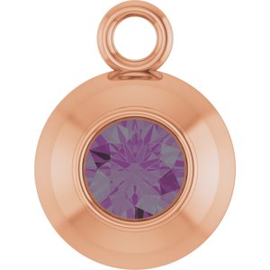 14K Rose Gold Round 3 mm Lab-Grown Alexandrite Bezel-Set Dangle