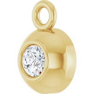 14K Yellow Gold 2 mm Round .03 CT Natural Diamond Bezel-Set Dangle