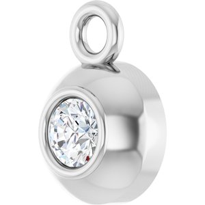 14K White Gold 2 mm Round .03 CT Natural Diamond Bezel-Set Dangle