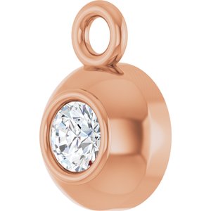 14K Rose Gold 2 mm Round .03 CT Natural Diamond Bezel-Set Dangle