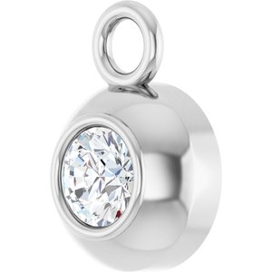 14K White Gold 2.5 mm Round .06 CT Natural Diamond Bezel-Set Dangle